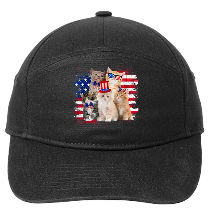 Funny Cat Patriotic USA Cat Lovers Cat Moms 4th July 7-Panel Snapback Hat