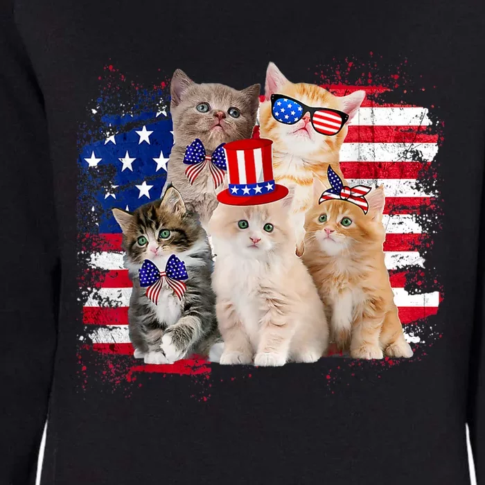 Funny Cat Patriotic USA Cat Lovers Cat Moms 4th July Womens California Wash Sweatshirt