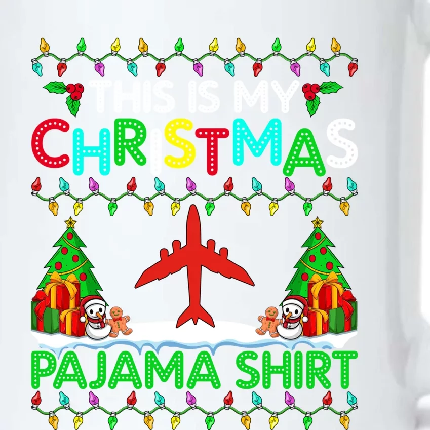 Flying Christmas Pajama Gift Airplane Pilot Xmas Holiday Gift Black Color Changing Mug