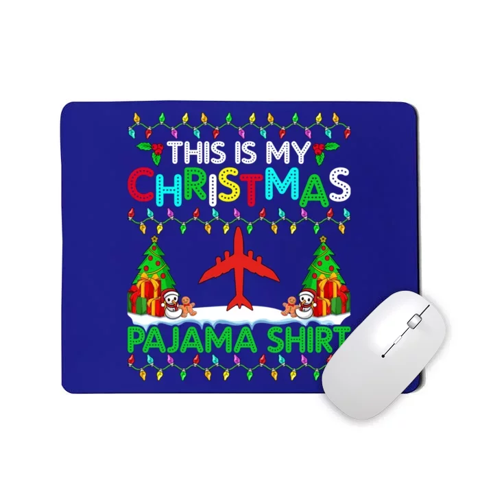 Flying Christmas Pajama Gift Airplane Pilot Xmas Holiday Gift Mousepad