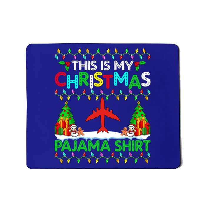 Flying Christmas Pajama Gift Airplane Pilot Xmas Holiday Gift Mousepad