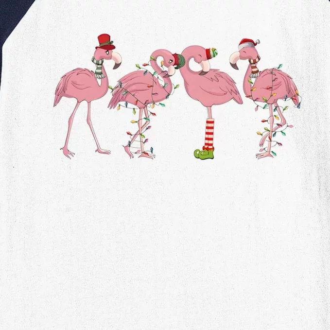 Flamingo Christmas Pink Gift Baseball Sleeve Shirt