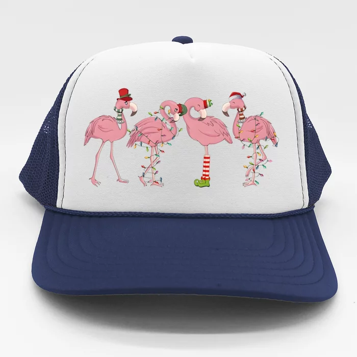 Flamingo Christmas Pink Gift Trucker Hat