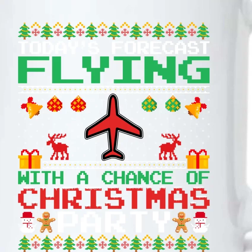 Flying Christmas Party Airplane Pilot Christmas Ugly Style Gift Black Color Changing Mug