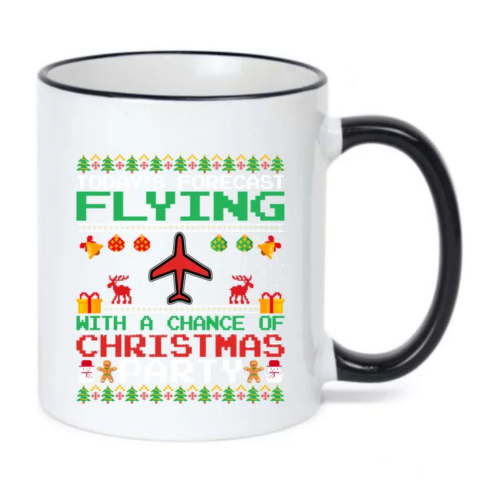 Flying Christmas Party Airplane Pilot Christmas Ugly Style Gift Black Color Changing Mug