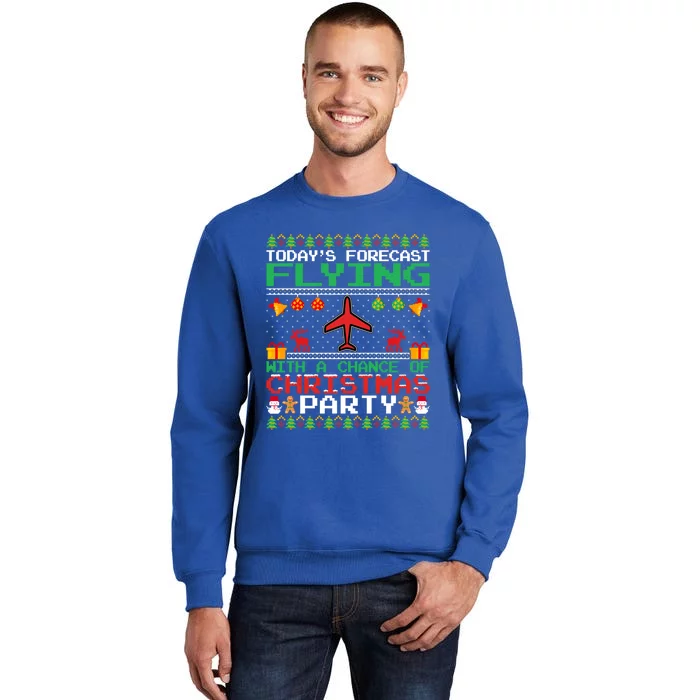 Flying Christmas Party Airplane Pilot Christmas Ugly Style Gift Tall Sweatshirt