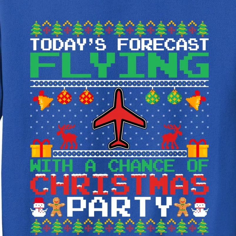 Flying Christmas Party Airplane Pilot Christmas Ugly Style Gift Tall Sweatshirt