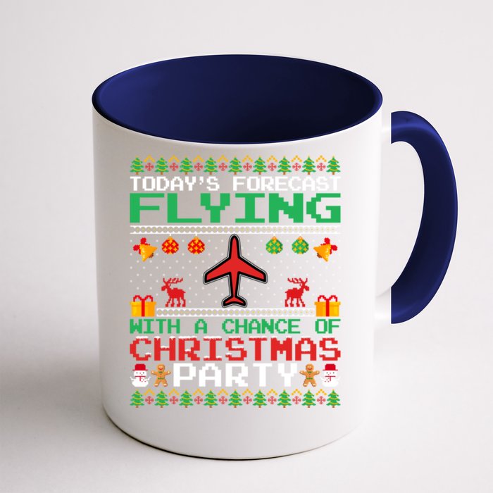 Flying Christmas Party Airplane Pilot Christmas Ugly Style Gift Front & Back Coffee Mug