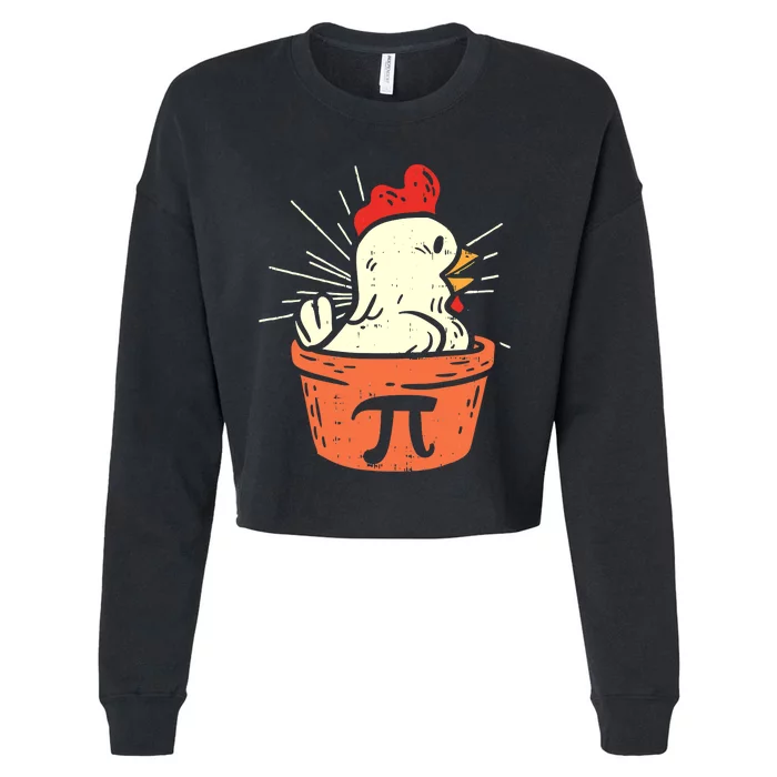 Funny Chicken Pot Pi Day Pie Math Lover Geek 3 14 Cropped Pullover Crew