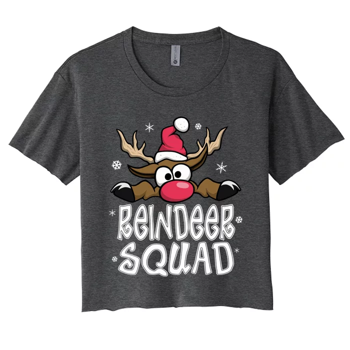 Family Christmas Pajamas Reindeer Squad Matching Christmas Women's Crop Top Tee