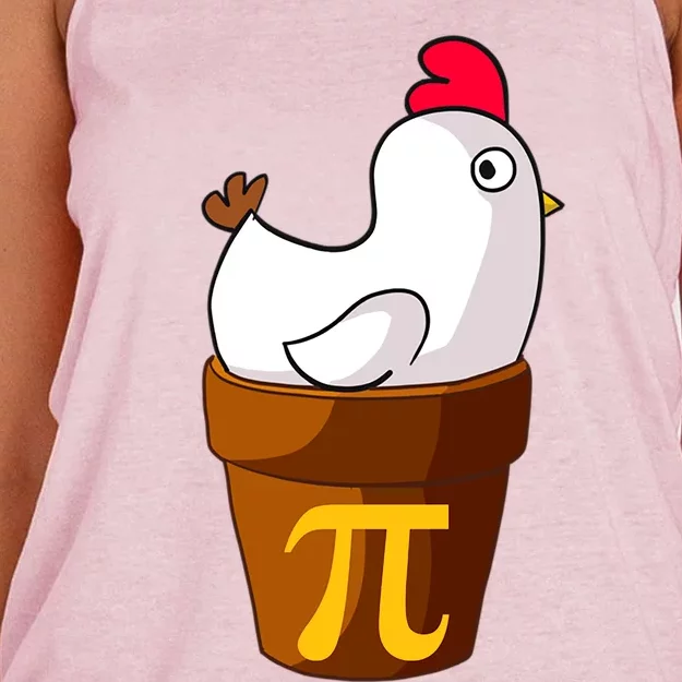 Funny Chicken Pot Pi Day Pie Math Lover Teacher Gift Women's Knotted Racerback Tank