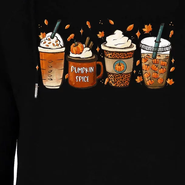 Fall Coffee Pumpkin Spice Junkie Latte Autumn Coffee Lovers Womens Funnel Neck Pullover Hood