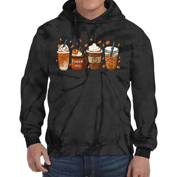 Fall Coffee Pumpkin Spice Junkie Latte Autumn Coffee Lovers Tie Dye Hoodie