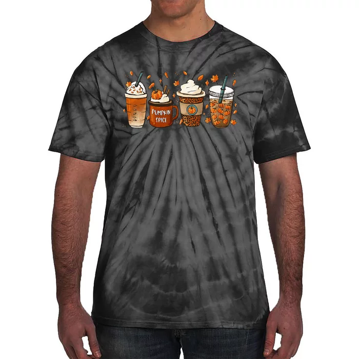 Fall Coffee Pumpkin Spice Junkie Latte Autumn Coffee Lovers Tie-Dye T-Shirt