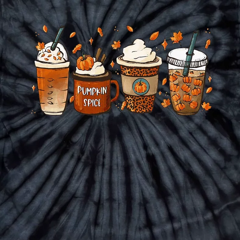 Fall Coffee Pumpkin Spice Junkie Latte Autumn Coffee Lovers Tie-Dye T-Shirt