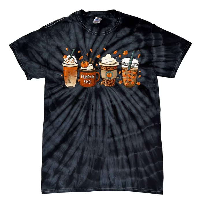 Fall Coffee Pumpkin Spice Junkie Latte Autumn Coffee Lovers Tie-Dye T-Shirt