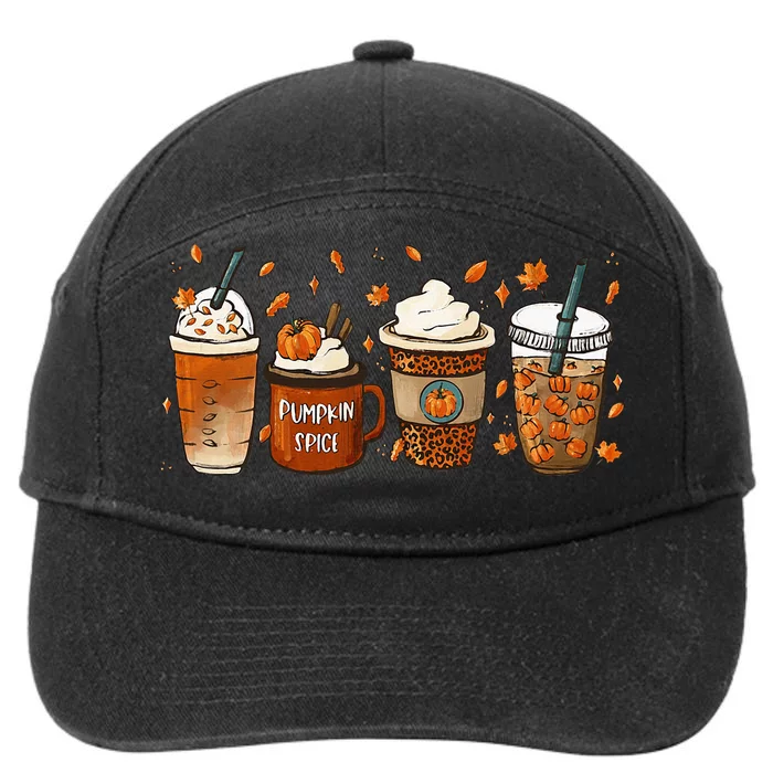 Fall Coffee Pumpkin Spice Junkie Latte Autumn Coffee Lovers 7-Panel Snapback Hat