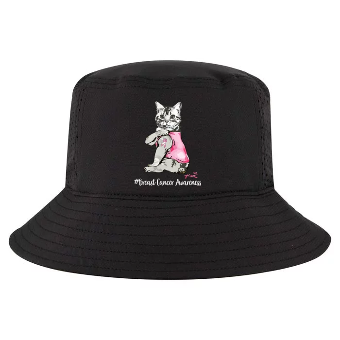 Funny Cat Pink Ribbon In October We Wear Pink Breast Cancer Cool Comfort Performance Bucket Hat