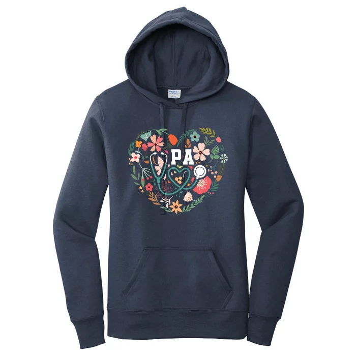 Floral Cute Pa Stethoscope Physician Assistant Appreciation Gift Women's Pullover Hoodie