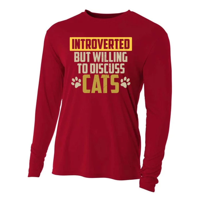 Funny Cat Paws Introverted But Willing To Discuss Cats Cooling Performance Long Sleeve Crew