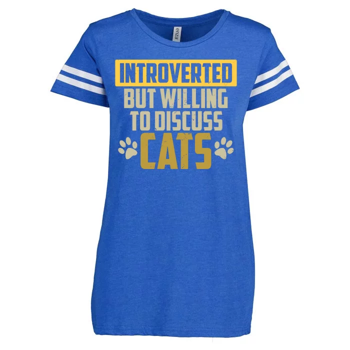 Funny Cat Paws Introverted But Willing To Discuss Cats Enza Ladies Jersey Football T-Shirt