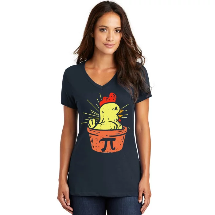 Funny Chicken Pot Pie Math Lover Teacher Gift Women's V-Neck T-Shirt