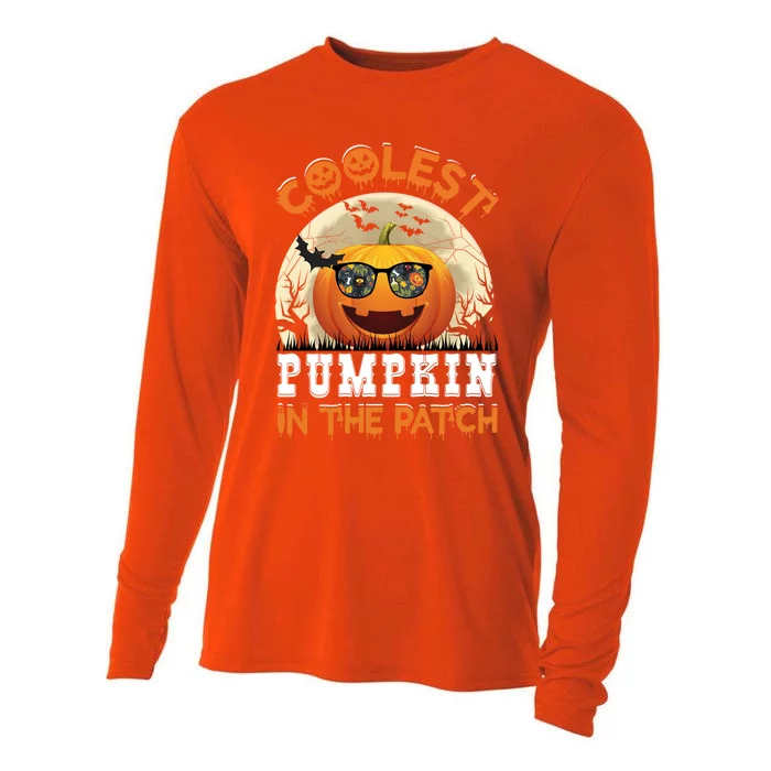 Funny Coolest Pumpkin In The Patch Halloween Graphic Gift Cooling Performance Long Sleeve Crew