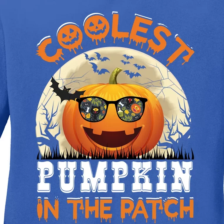 Funny Coolest Pumpkin In The Patch Halloween Graphic Gift Ladies Long Sleeve Shirt