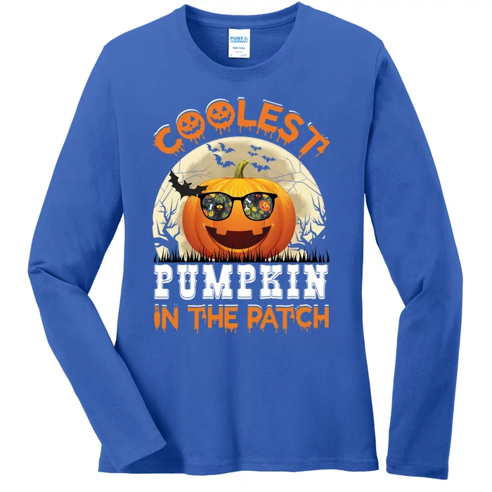 Funny Coolest Pumpkin In The Patch Halloween Graphic Gift Ladies Long Sleeve Shirt