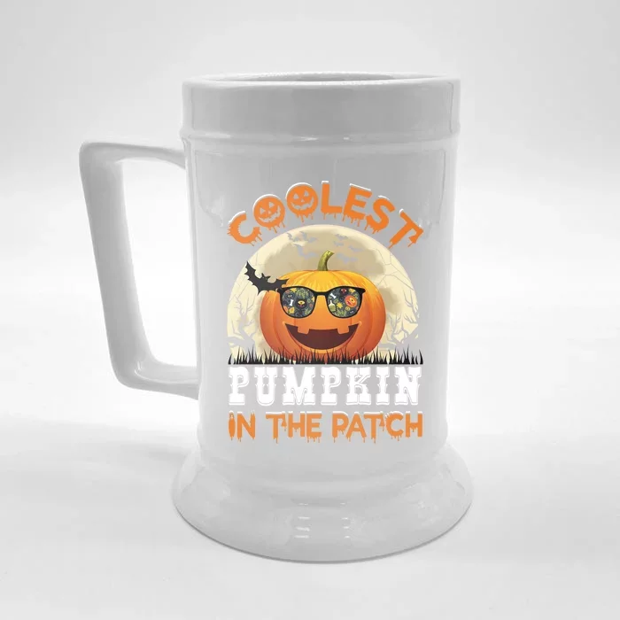 Funny Coolest Pumpkin In The Patch Halloween Graphic Gift Front & Back Beer Stein