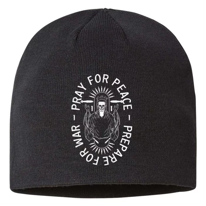 Funny Christian Pray For Peace Prepare For War 8 1/2in Sustainable Knit Beanie