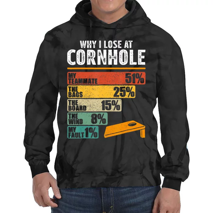 Funny Cornhole Player Why I Lose At Cornhole Tie Dye Hoodie