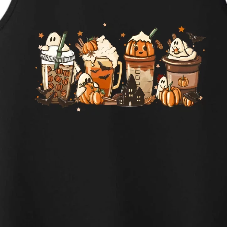 Fall Coffee Pumpkin Halloween Latte Cute Fall Spooky Season Cool Gift Performance Tank