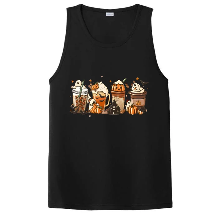 Fall Coffee Pumpkin Halloween Latte Cute Fall Spooky Season Cool Gift Performance Tank