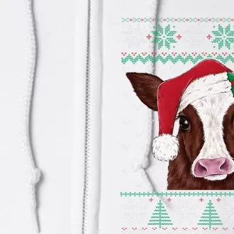 Festive Cow Pajama Set Adorable Christmas Sweater Design Full Zip Hoodie