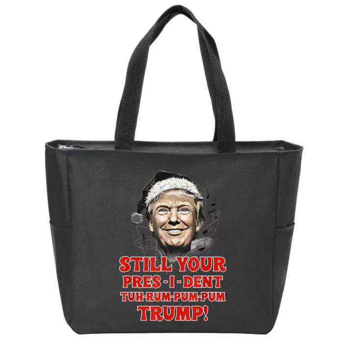 Funny Christmas President Trump Pajamas Ugly Christmas Zip Tote Bag