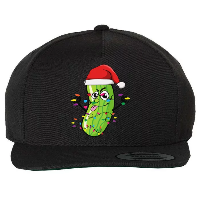 Funny Christmas Pickle Lights Funny Pickle Lover Wool Snapback Cap