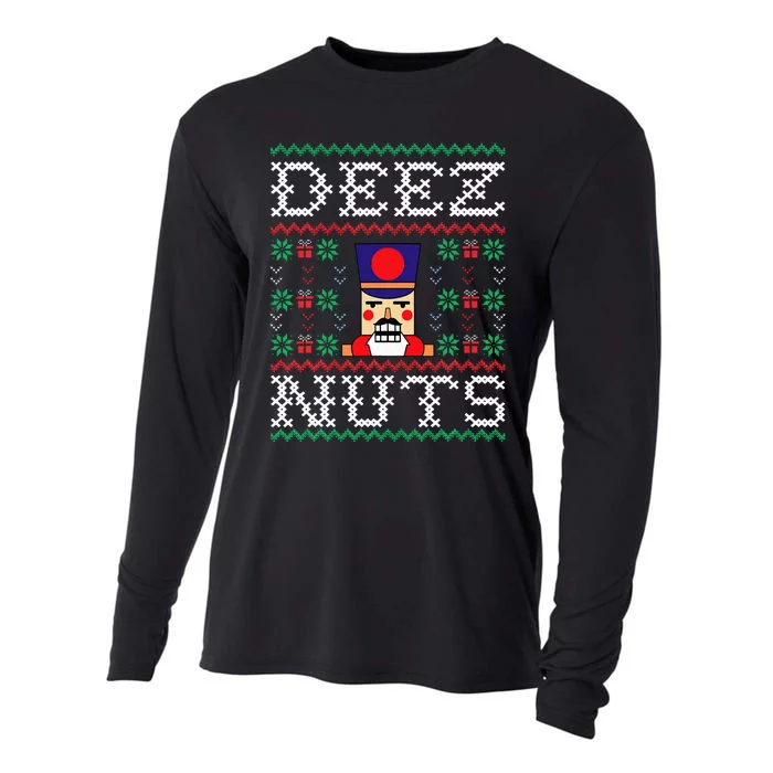 Funny Christmas Pajama Family Xmas Deez Nuts Nutcracker Nut Cooling Performance Long Sleeve Crew