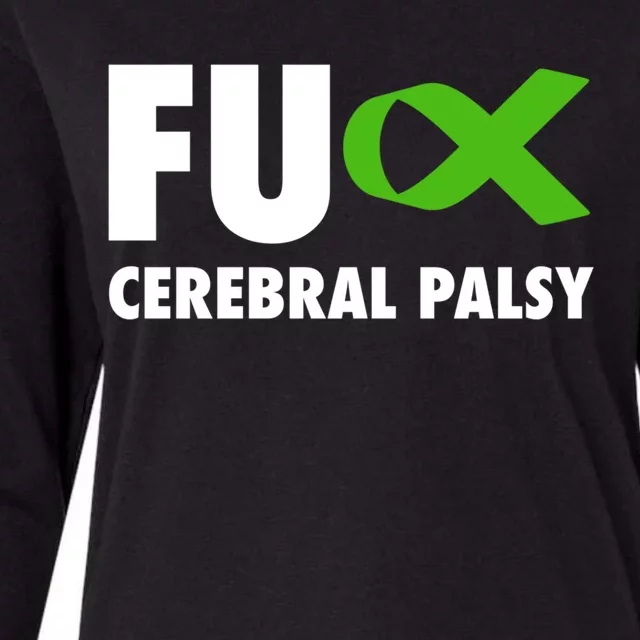 Fu Cerebral Palsy Green Ribbon Gift Cerebral Palsy Funny Gift Womens Cotton Relaxed Long Sleeve T-Shirt