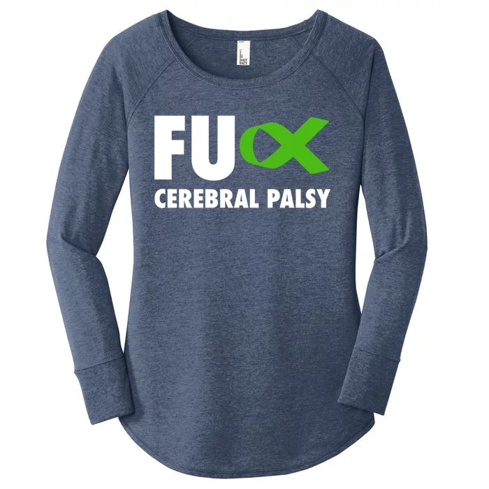 Fu Cerebral Palsy Green Ribbon Gift Cerebral Palsy Funny Gift Women's Perfect Tri Tunic Long Sleeve Shirt