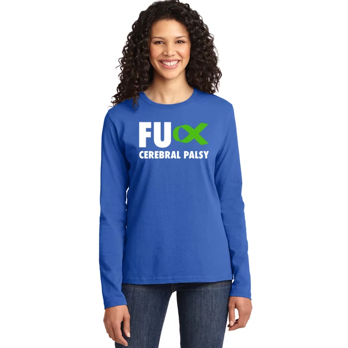 Fu Cerebral Palsy Green Ribbon Gift Cerebral Palsy Cute Gift Ladies Long Sleeve Shirt