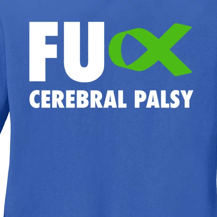 Fu Cerebral Palsy Green Ribbon Gift Cerebral Palsy Cute Gift Ladies Long Sleeve Shirt