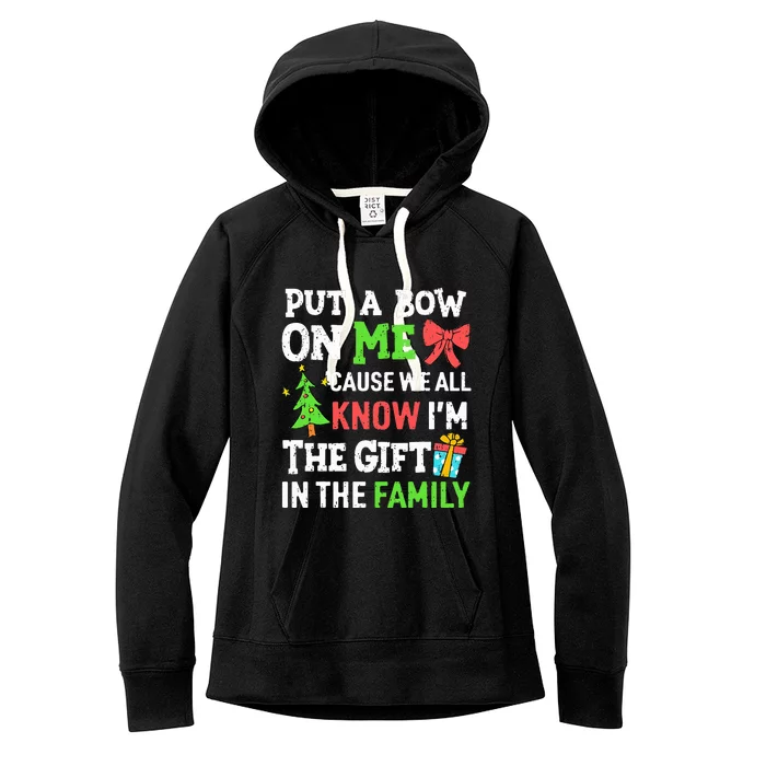 Funny Christmas Put A Bow On Me Christmas Women's Fleece Hoodie