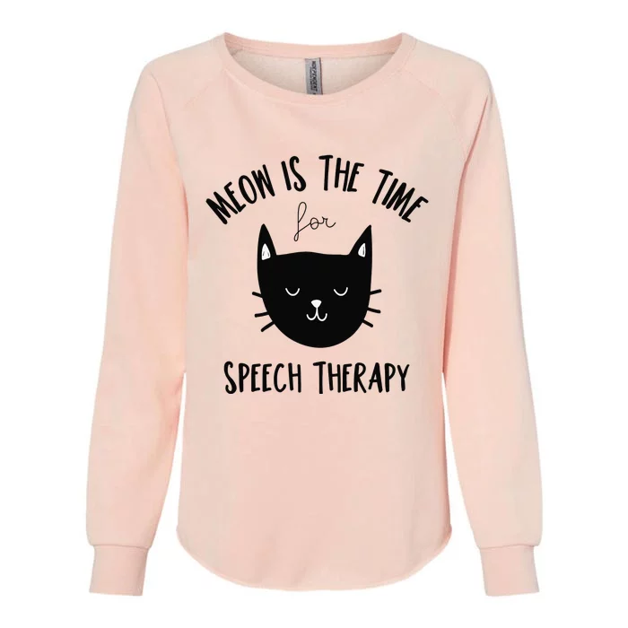 Funny Cat Pun Speech Therapy SLP Therapist Cute Kitten Womens California Wash Sweatshirt