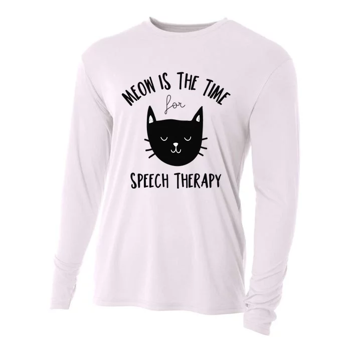 Funny Cat Pun Speech Therapy SLP Therapist Cute Kitten Cooling Performance Long Sleeve Crew