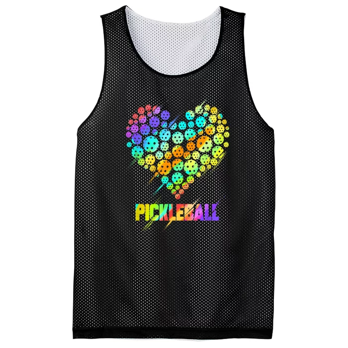 Funny Colorful Paddle Sports Player Pickleball Heart Gift Mesh Reversible Basketball Jersey Tank