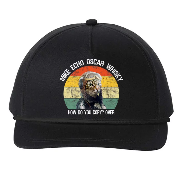 Funny Cat Pilot Mike Echo Oscar Whisky How Do You Copy Meow Snapback Five-Panel Rope Hat