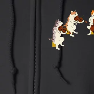 Fun Cats Playing Violin Cello Gift Music Cat Lover Full Zip Hoodie