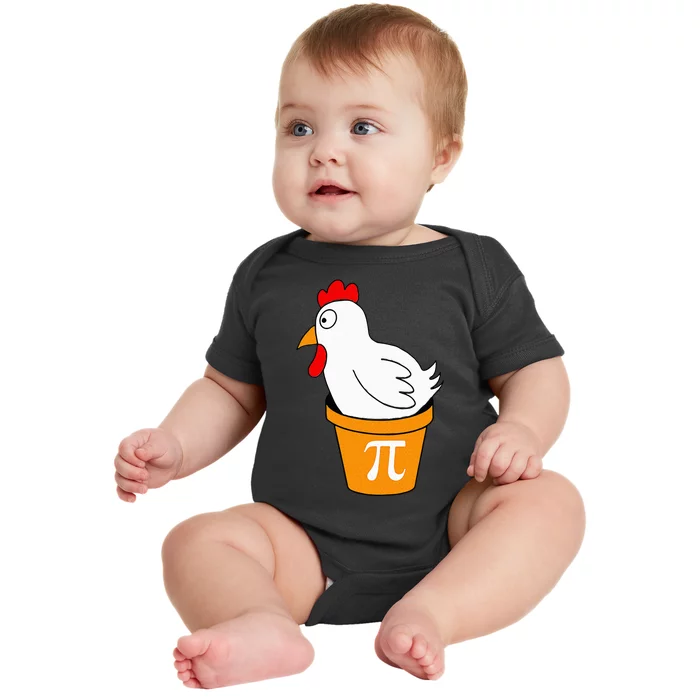 Funny Chicken Pot Pi Day Pie Math Lover Teacher Geek Baby Bodysuit