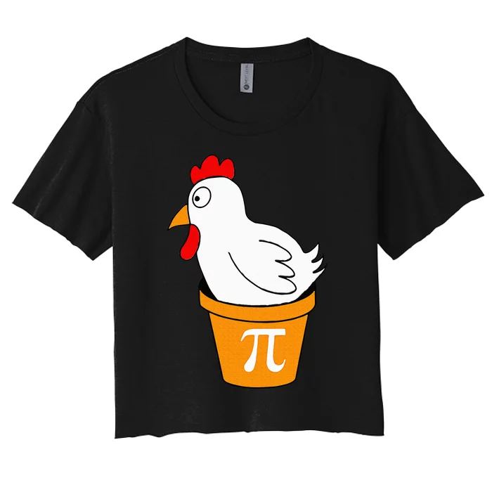 Funny Chicken Pot Pi Day Pie Math Lover Teacher Geek Women's Crop Top Tee